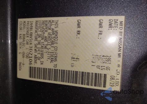 2020 Nissan Altima S Fwd from USA, damaged, VIN 1N4BL4BV5LN302106